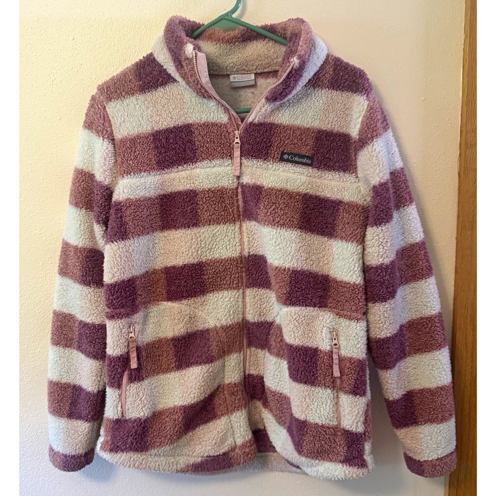 Columbia Women's Pink plaid Full Zip Jacket w/ Pockets Size L